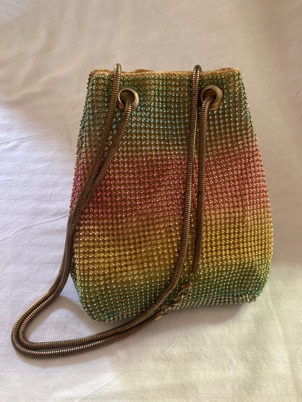 Multicolor Mini Bucket Bag with Shoulder Strap